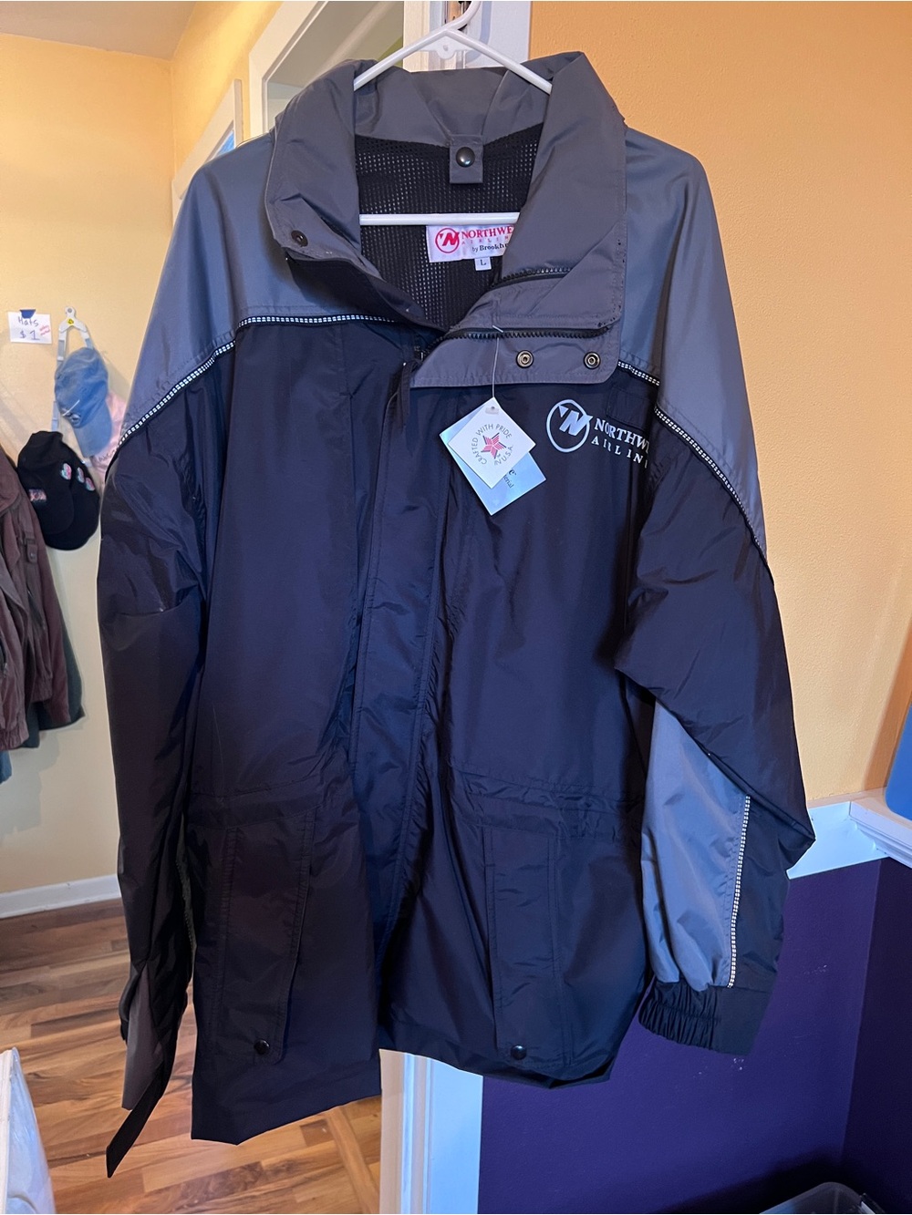 Northwest Airlines Black & Gray Rain Jacket